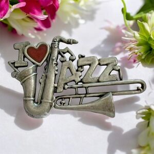 Brooch Jazz Saxophone, I LoveJazz danecraft 2 inches